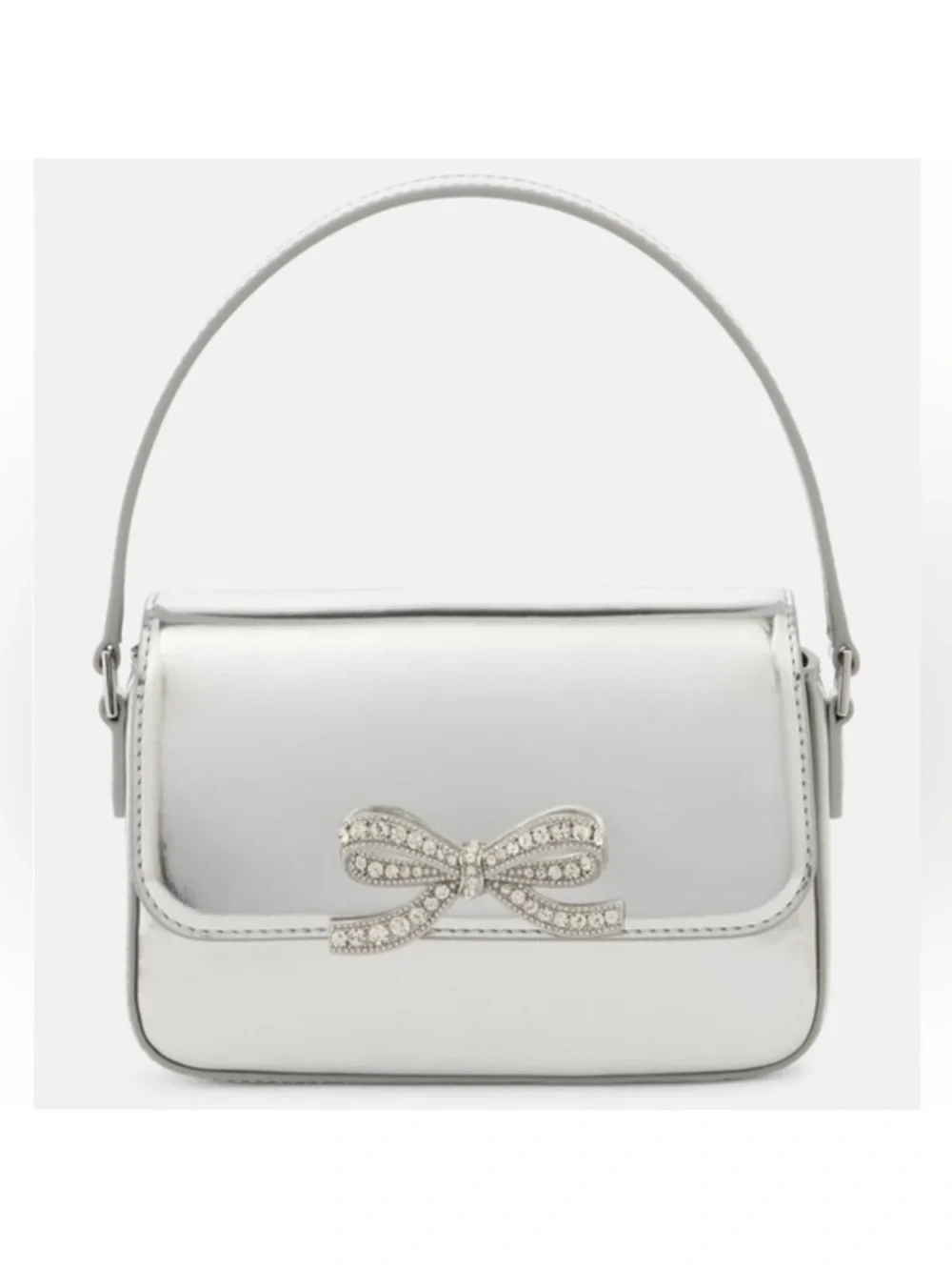 Self portrait Silver Bow-Accent Top-Handle Bag - Picture 1 of 5